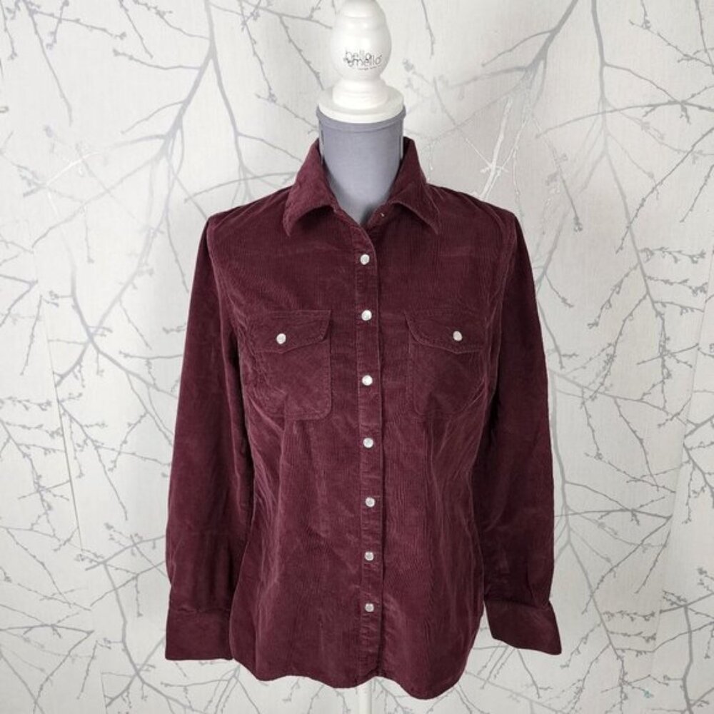 Denver Hayes Burgundy Corduroy Pearl Snap Western Shirt